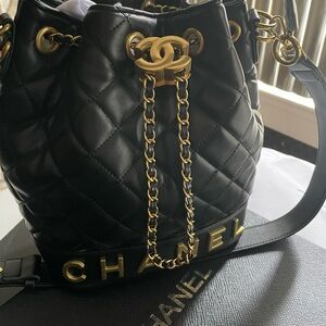 Chanel Black Quilted Leather Bucket Bag